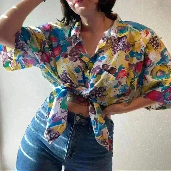 Vintage 90s novelty fruit print‎ button up - Picture 4 of 15